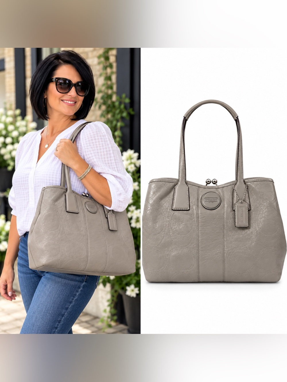 HOST PICK🎉 COACH Signature Stitch Carryall Shoulder Bag Quiet Elevated Luxury